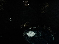 Metropolis after five seconds: the sunlit patch on the pool floor is already visible, with orange blotches on the walls where chains linger