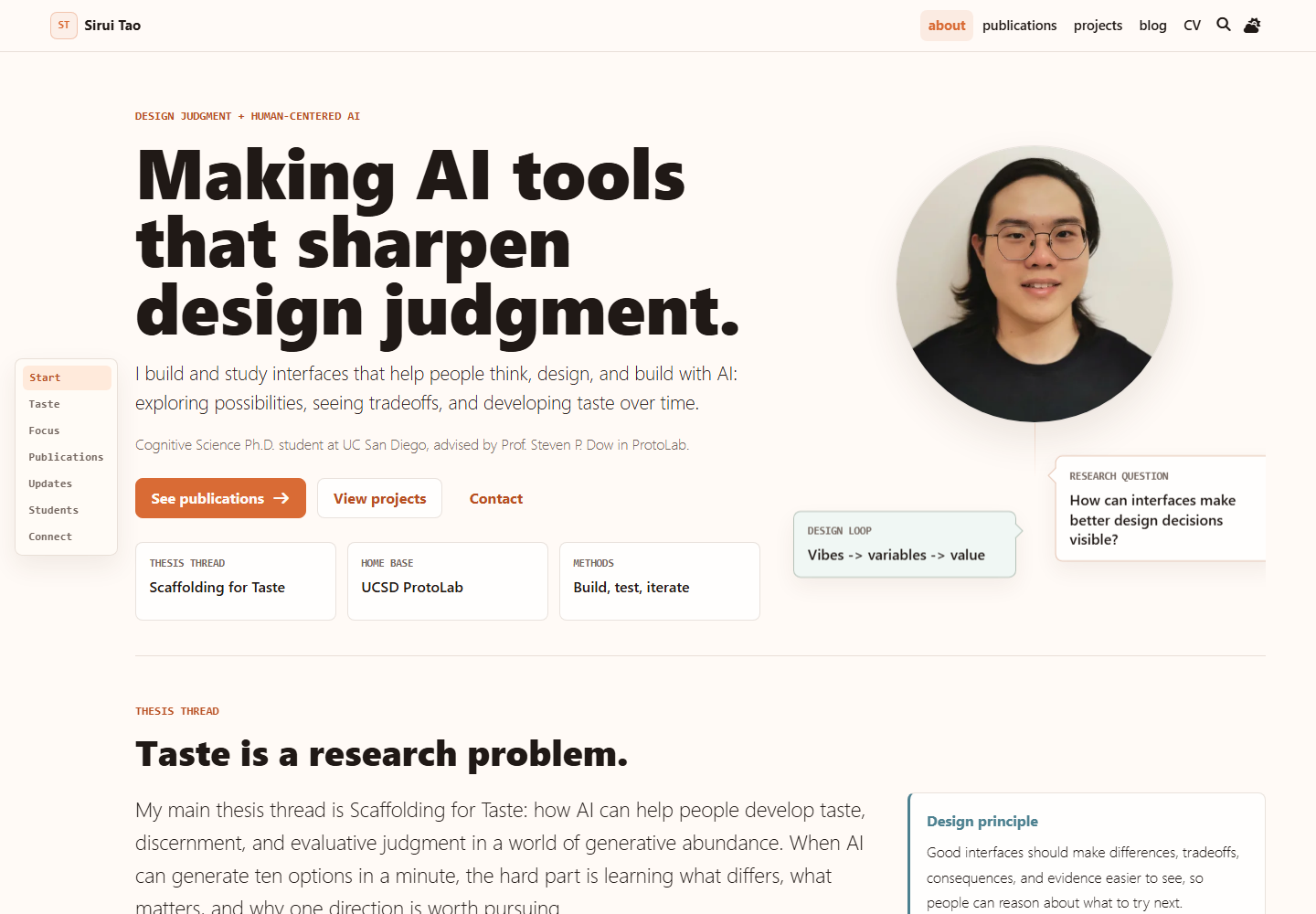 Screenshot of the redesigned homepage